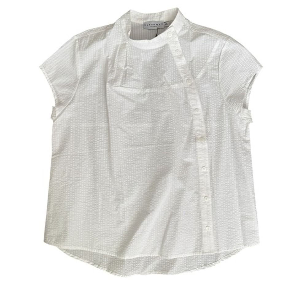 Harshman white Sabina‎ blouse XS textured NWT